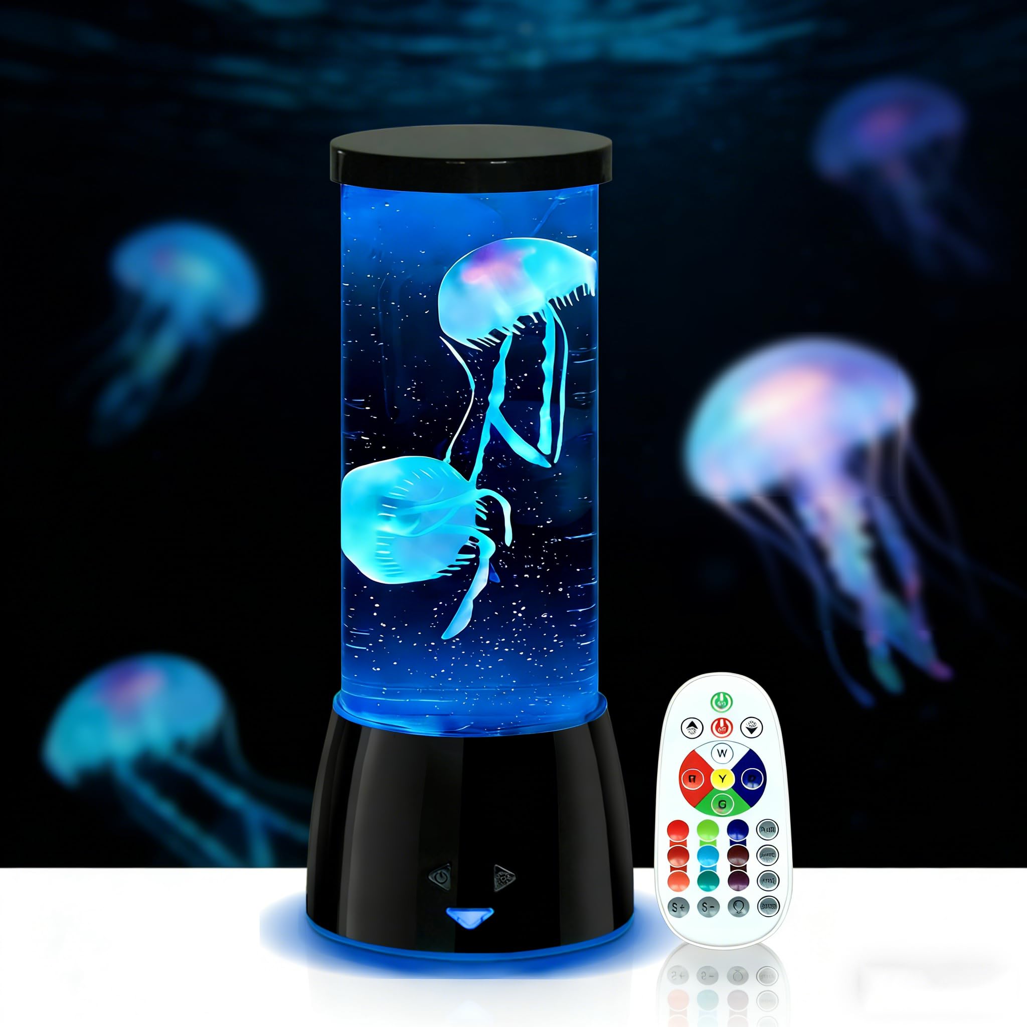 NICE POINT Jellyfish Lamp LED 16 Colors Changing Sensory Light with Remote - Jelly Fish Lamp for Kids Bedroom, Autism Calming Mood Night Light, USB Powered Water Lamp with Quiet Motor