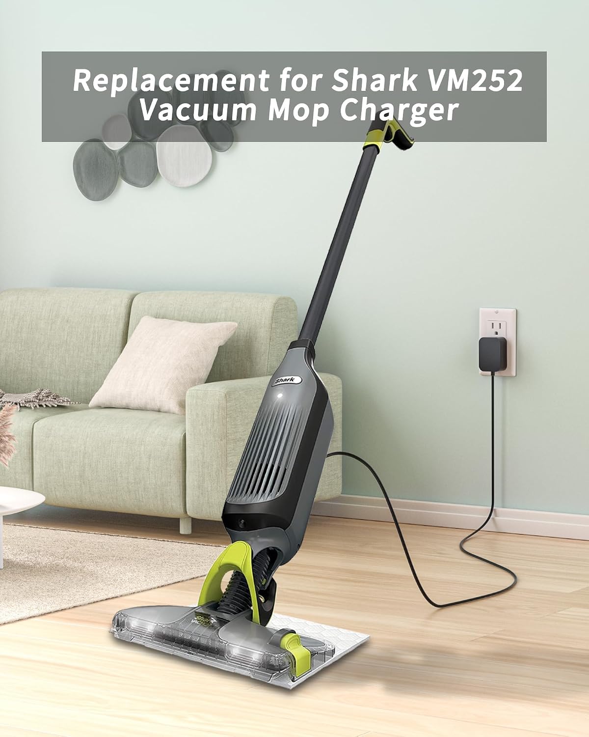 Replacement for Shark Vacmop Charger - 13.3V Versatile Dual Connector Compatible with Shark VM252 VM251 VM252C QM250 VM200(Old) VM200C VC200 UM205 VC205 Hard Floor Vacuum Mop