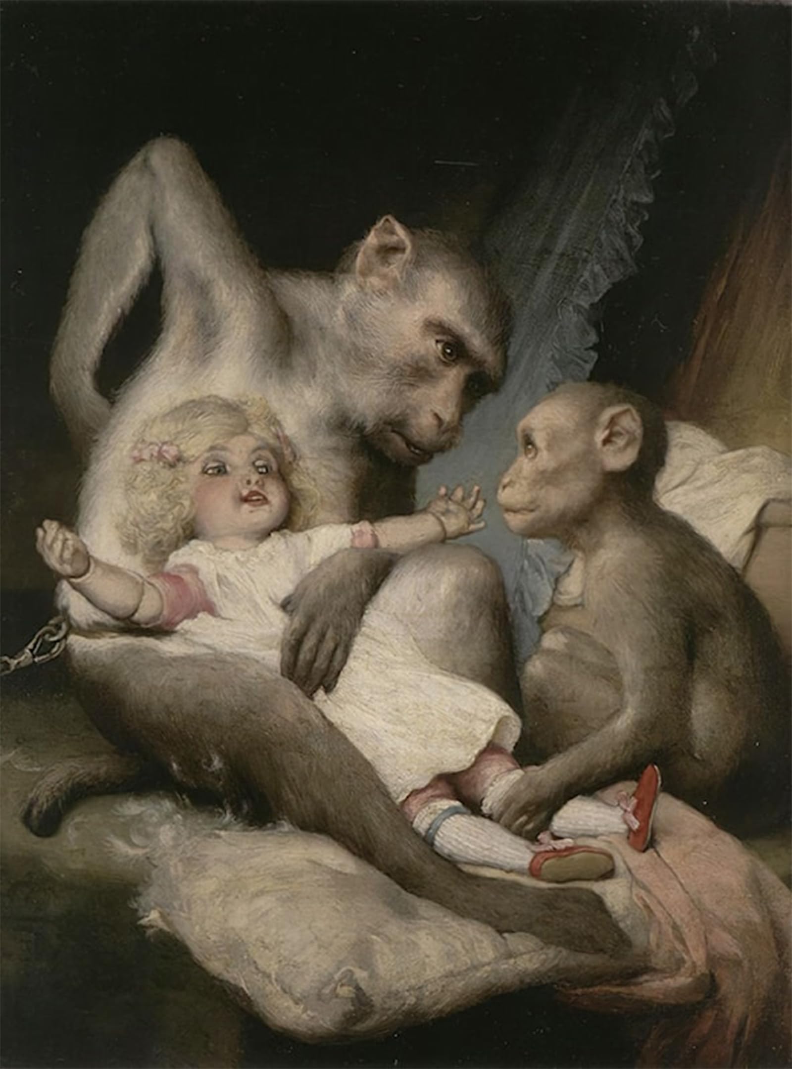 Cuadro de lienzo la muneca de los monos pintura decoracion salon elegante 5