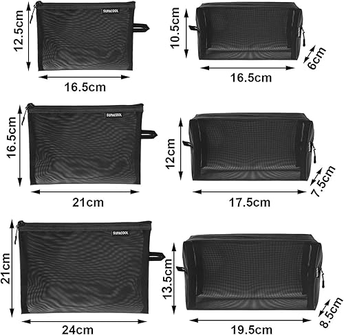 Miniatura 2 de SUPACOOL Bolsa de maquillaje de malla de viaje, bolsas organizadoras de cosméticos con cremallera, bolsas organizadoras de pañales, bolsa de nailon