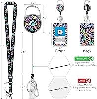 Vista 47 de Giancomics Black ID Badge Holder with Lanyard, Lanyards for ID Badges with Badge Reel Retractable Heavy Duty, Lanyard with ID Holder Keychain Clip