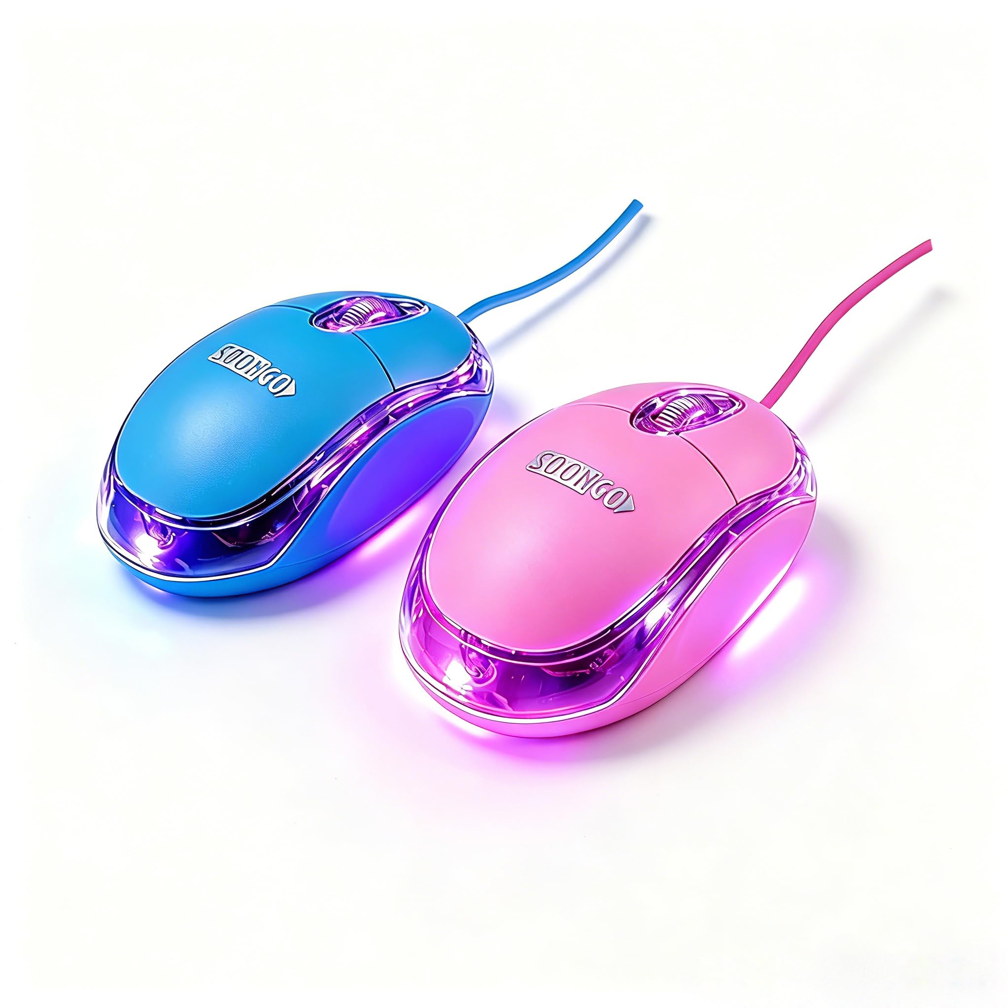 kids mouse 2 pack [pink blue] for laptop mini usb optical wired mice fit for kids girls lady use compatible with computer laptop pc desktop windows 7/8/10/xp vista and mac by soon go