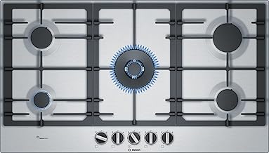 بوتاجاز مدمج 5 شعلة من الستانلس ستيل من بوش - مقاس 90 سم - «صنع في اسبانيا» - موديل PCR9A5B90