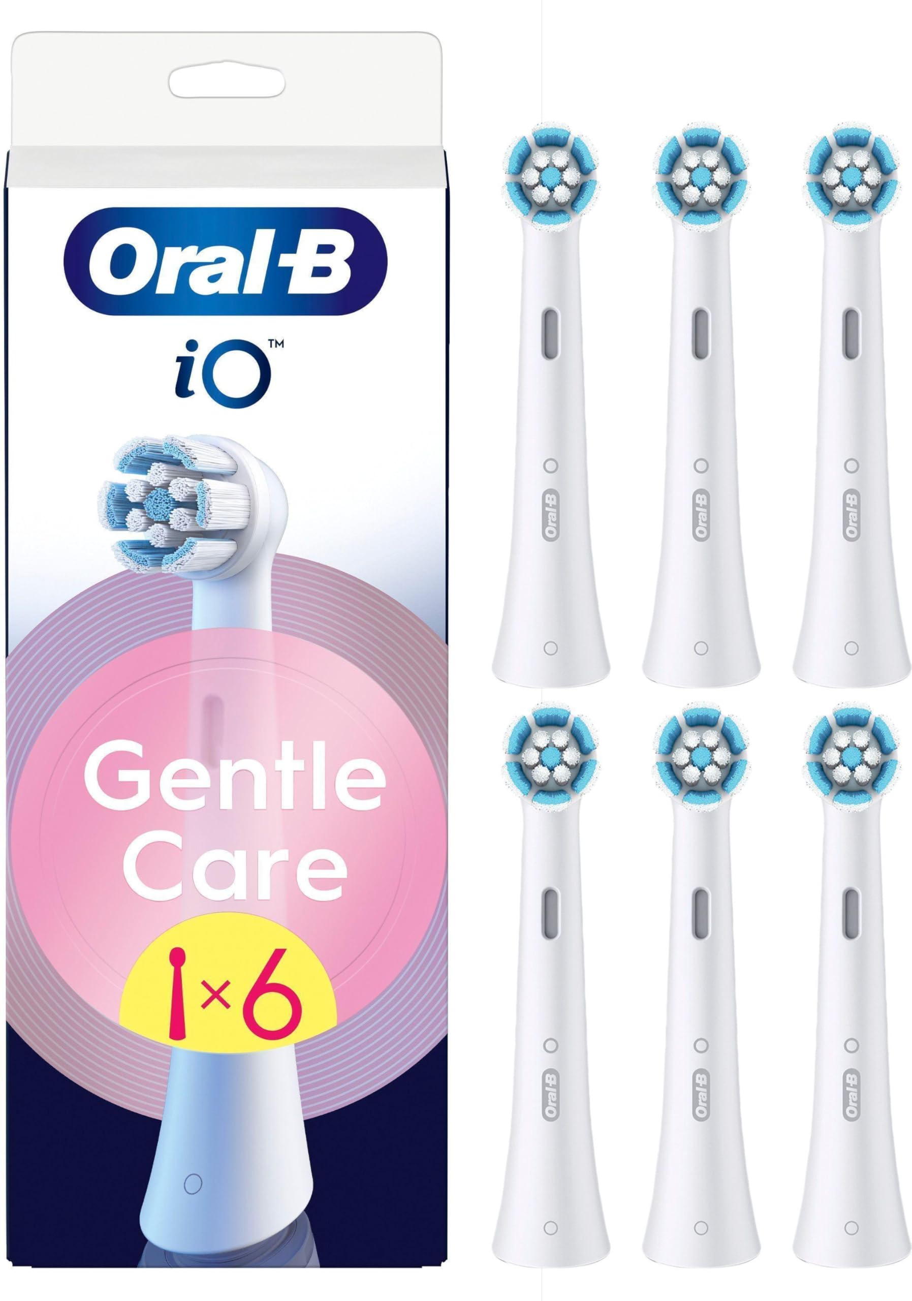 Oral-B Seria iO Gentle Care, oryginalne wymienne okrągłe głowice, odpowiednie do wrażliwych dziąseł, 6