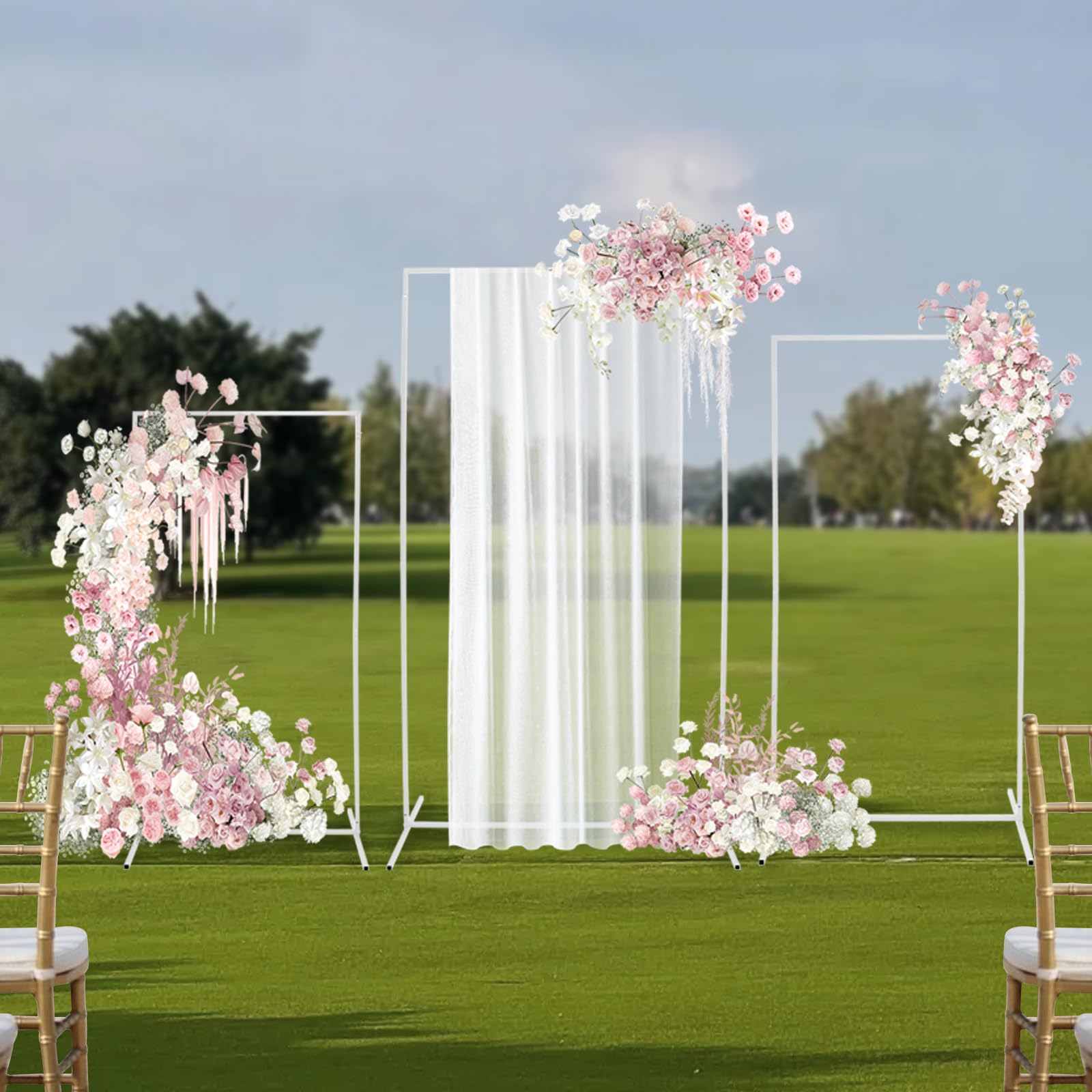 Ballonständer, Hochzeitsständer, Metall Ballonbogen Ständer, Luftballon Bogen Gestell, Hochzeitsbogen, Traubogen Hochzeit, Hochzeitskulissenständer (Weiß 1,1*0,495*2,2m 0,95*0,495*1,9m 0,8*0,45*1,6m)