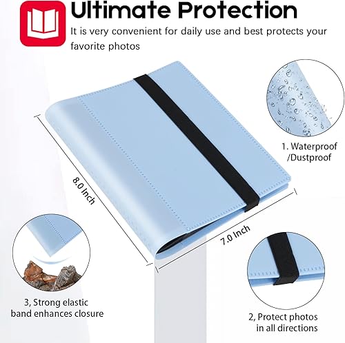 Miniatura 3 de Paquete de 2 álbumes de fotos de 5 x 7 con capacidad para 64 fotos, páginas interiores negras con banda elástica fuerte, álbum de fotos pequeño de 5