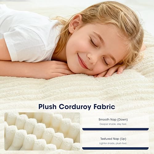 Miniatura 5 de KINGYES Sofá cama plegable, silla convertible de pana con almohada, futón individual plegable, sofá de suelo, sala de estar, color beige