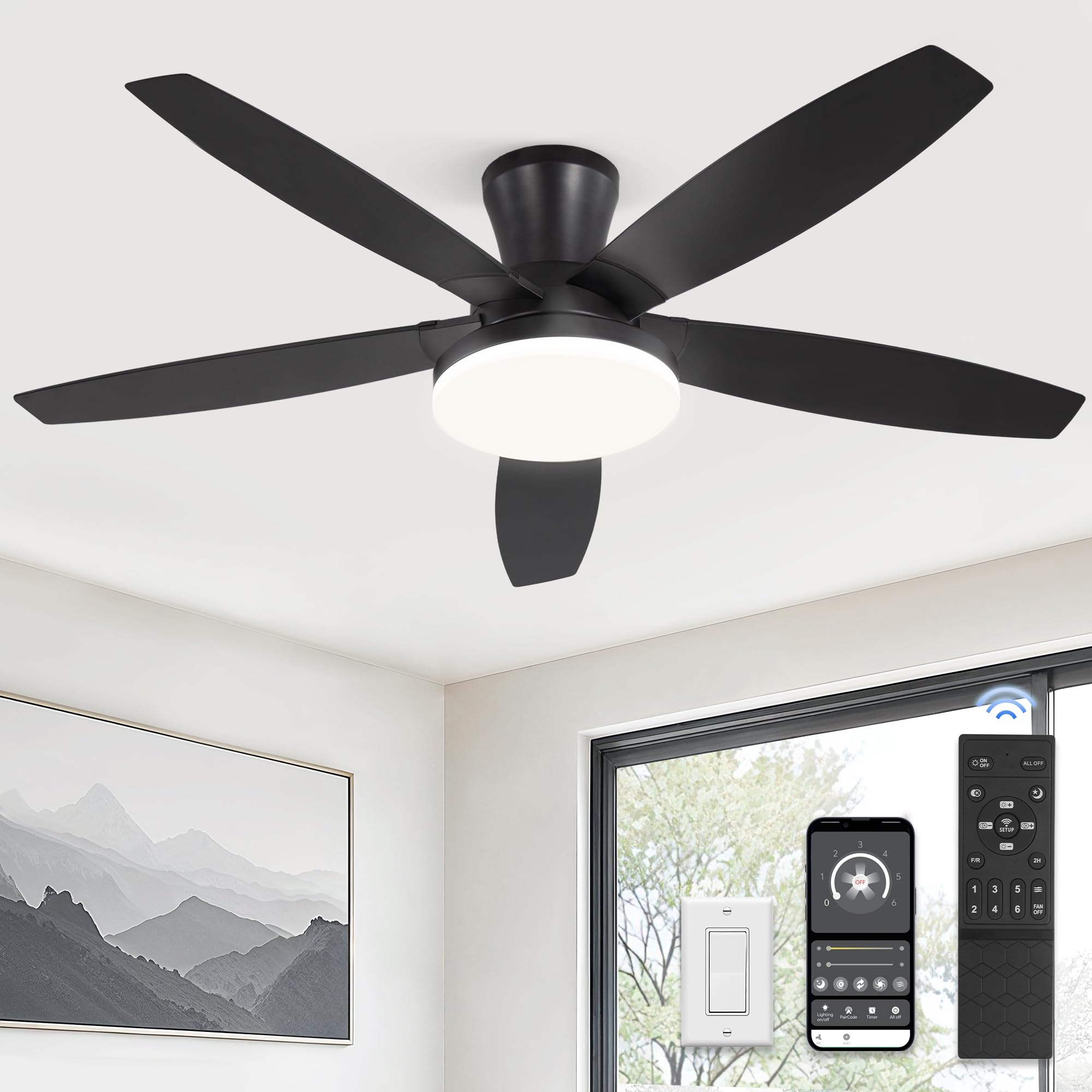 ZMISHIBO HQ48 48-inch Ceiling Fan with Lights