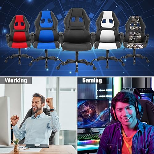 Miniatura 9 de Silla gamer para computadora PC, silla de oficina para adultos, adolescentes y niños, silla ergonómica de piel sintética con soporte lumbar,