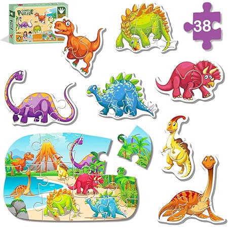 Amazon 3歳のパズル 子供のための恐竜のおもちゃのジグソーパズル 3歳のジャンボ恐竜のパズル 子供のための良いジグソーパズル 3歳の男の子のためのおもちゃ ジグソーパズル おもちゃ