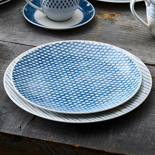 Miniatura 2 de Noritake Juego de hamaca de 12 piezas, Coupe, servicio para 4 en azulblanco.,