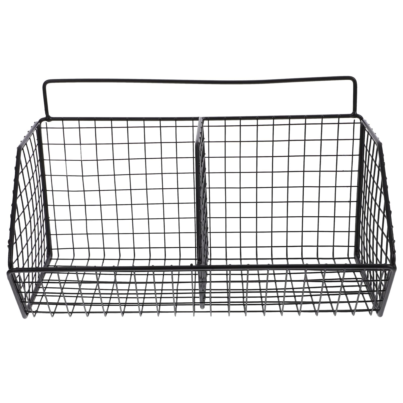 Cesta de pared para cocina con dos niveles, organizador de verduras negro moderno