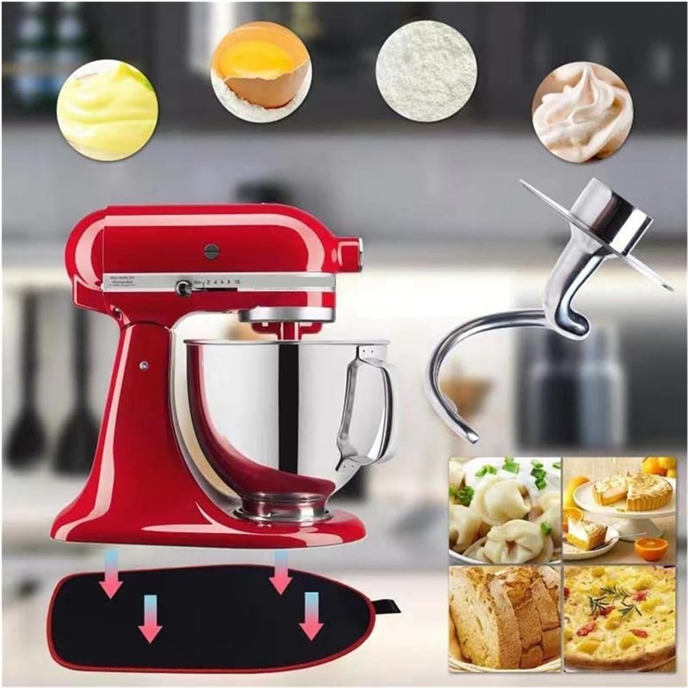 4.5-5 QT チルトヘッドスタンドミキサーステンレス鋼スパイラル生地