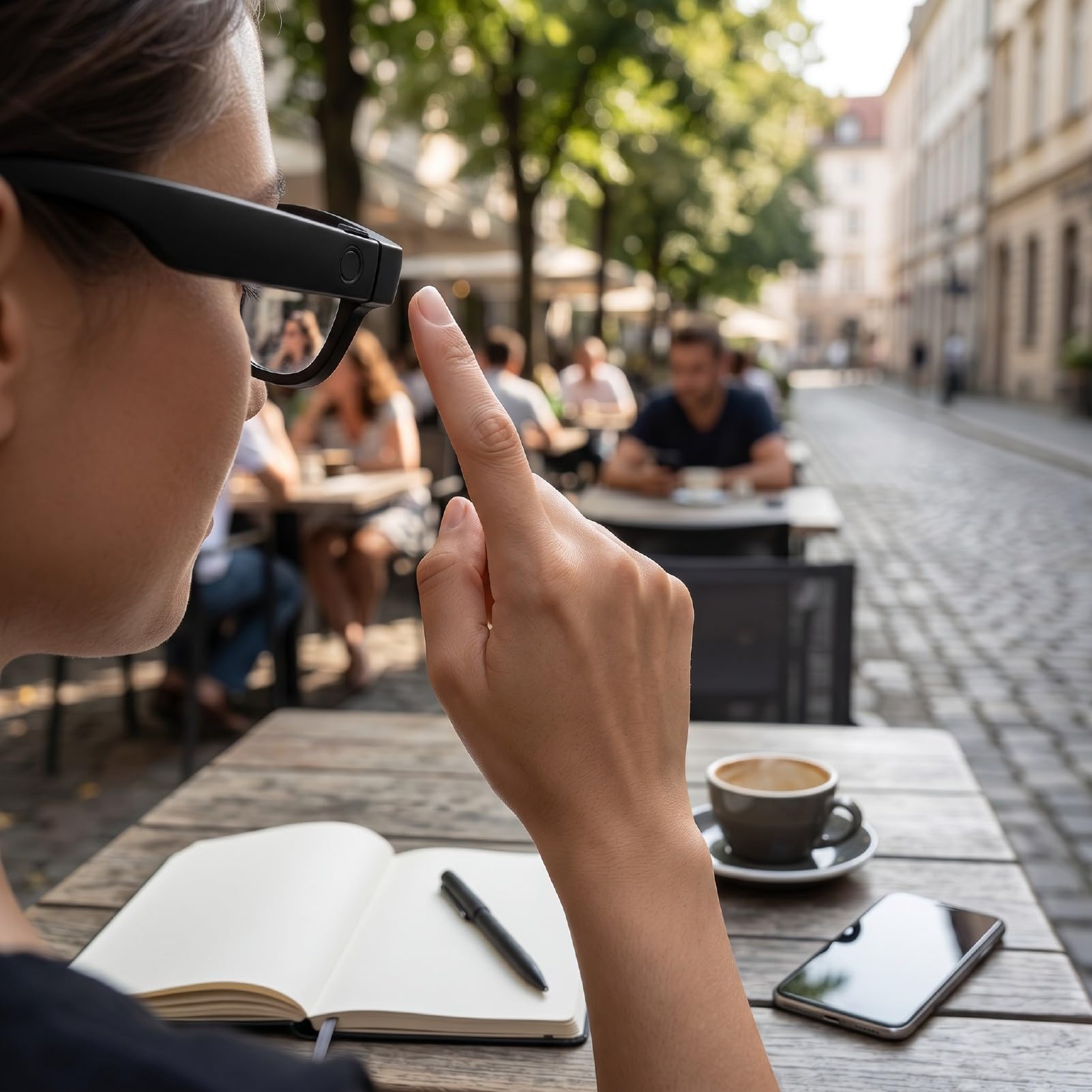 Occhiali Intelligenti AI con Fotocamera, Obiettivo HD da 8 MP Video 1080P Foto da 32 MP, Bluetooth 6.0 Traduzione in Tempo Reale 139 Lingue, ChatGPT, per Viaggi D'affari