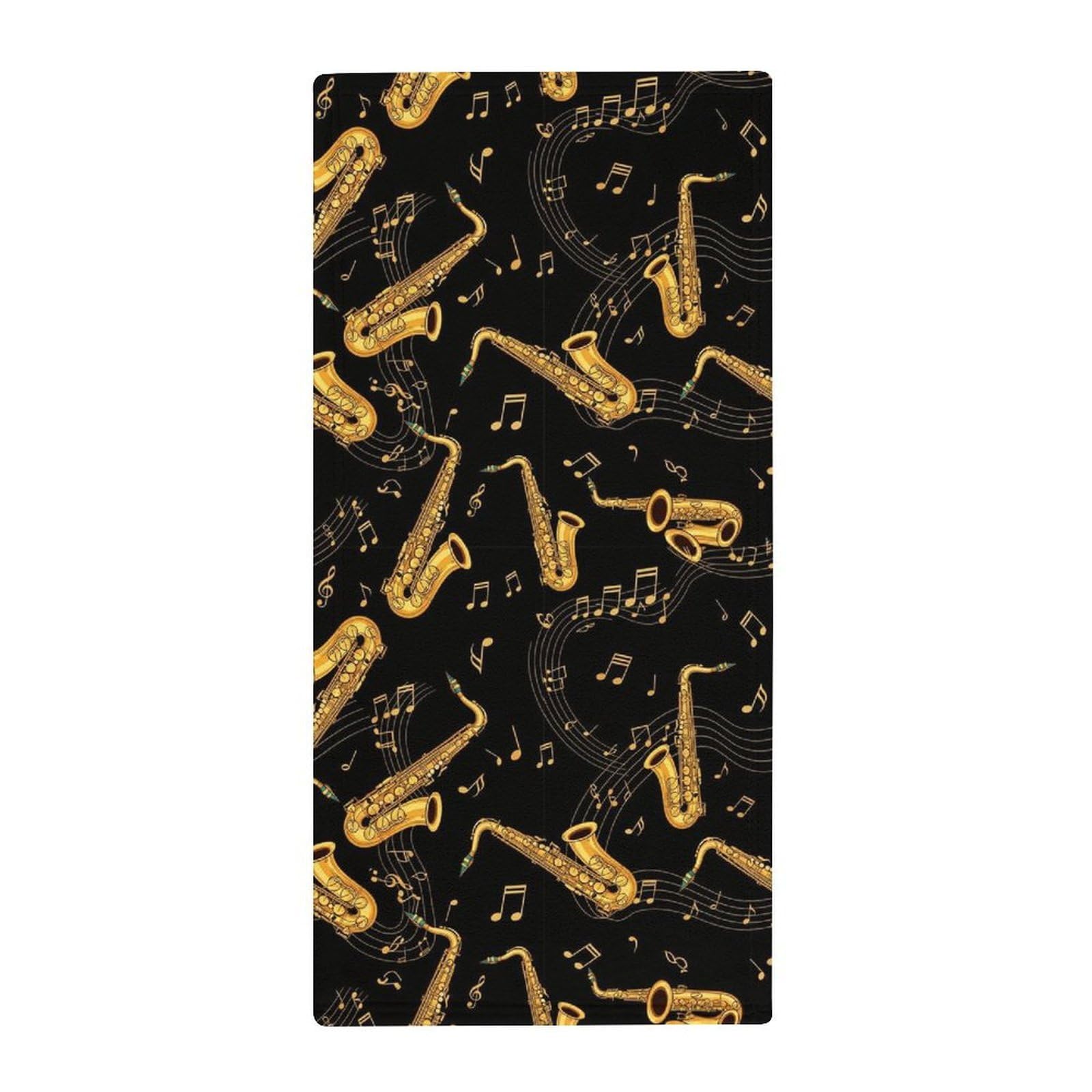 Anceky Luxury Guest Face Towels, Saxophone and Music Soft Absorbent Hand Towels for Hotels, Bathrooms & Spa Decoration