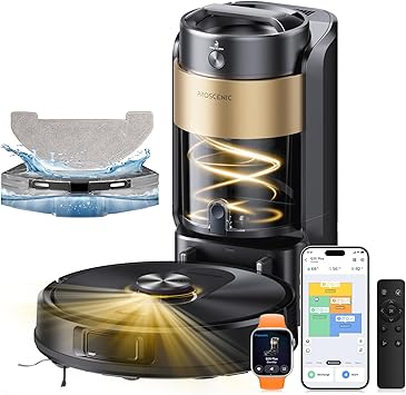 Proscenic Q20Plus Robot Vacuum and Mop with Bagless Self-Emptying Base, 10000Pa Suction 200Mins, Lidar Navigation Robotic Vacuum with Smart Obstacle Avoidance, Saves Multiple Maps, for Carpets & F...