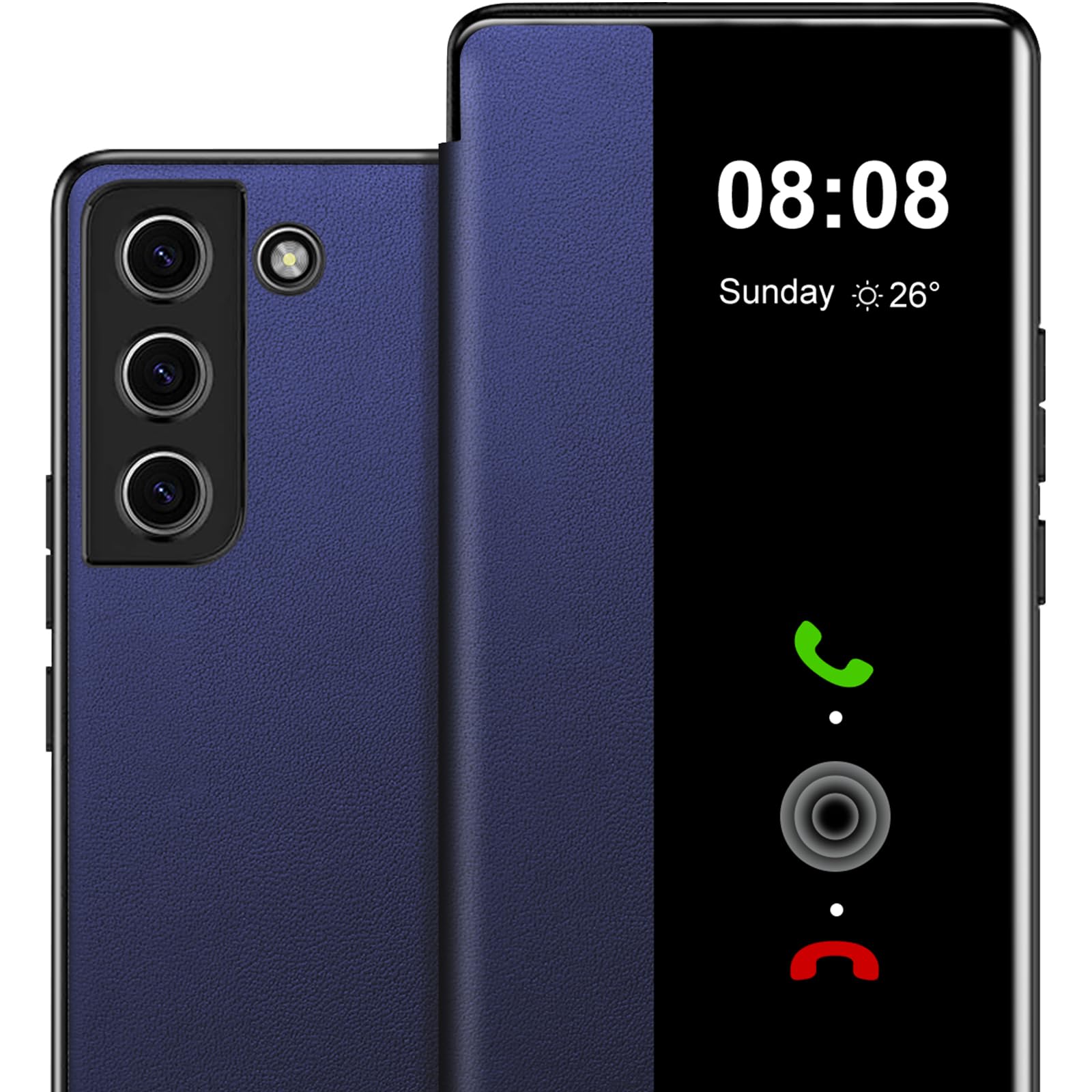 for Samsung Galaxy S21 Case Flip Leather Cover Clear S-View, for Samsung S21 Phone Case Smart Window Hard Flip Shockproof Protective Cover for Samsung 5G S21 Case Clear View