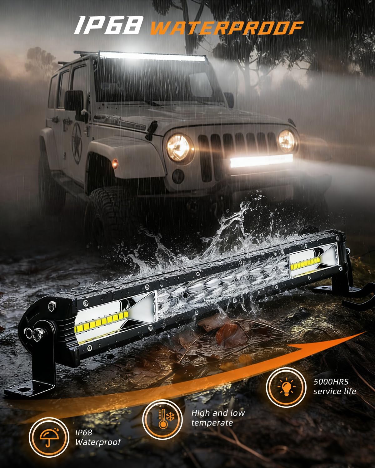 CO LIGHT LED Light Bar 38 inch 60W Spot & Flood Combo Beam Driving Light Bar - IP68 Waterproof Work Lightbar with Mounting Brackets & 6D Reflectors for Off-Road, Trucks, ATV, UTV, SUV, Pickup (38inch)