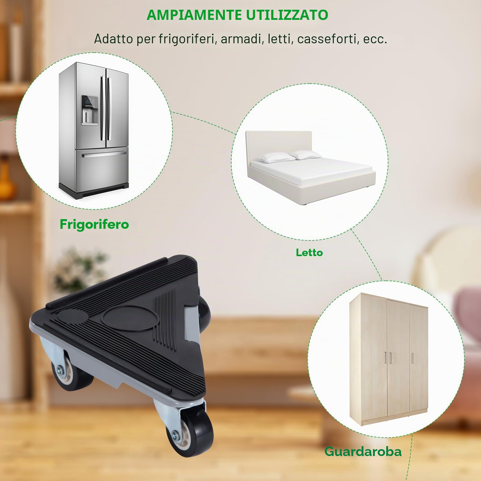 Sollevatore Mobili Pesanti 450 Kg Ruote per Spostare Mobili Pesanti Può Ruotare a 360° Set Pro Per Spostamento Mobili Applica Armadi Frigorifero Libreria
