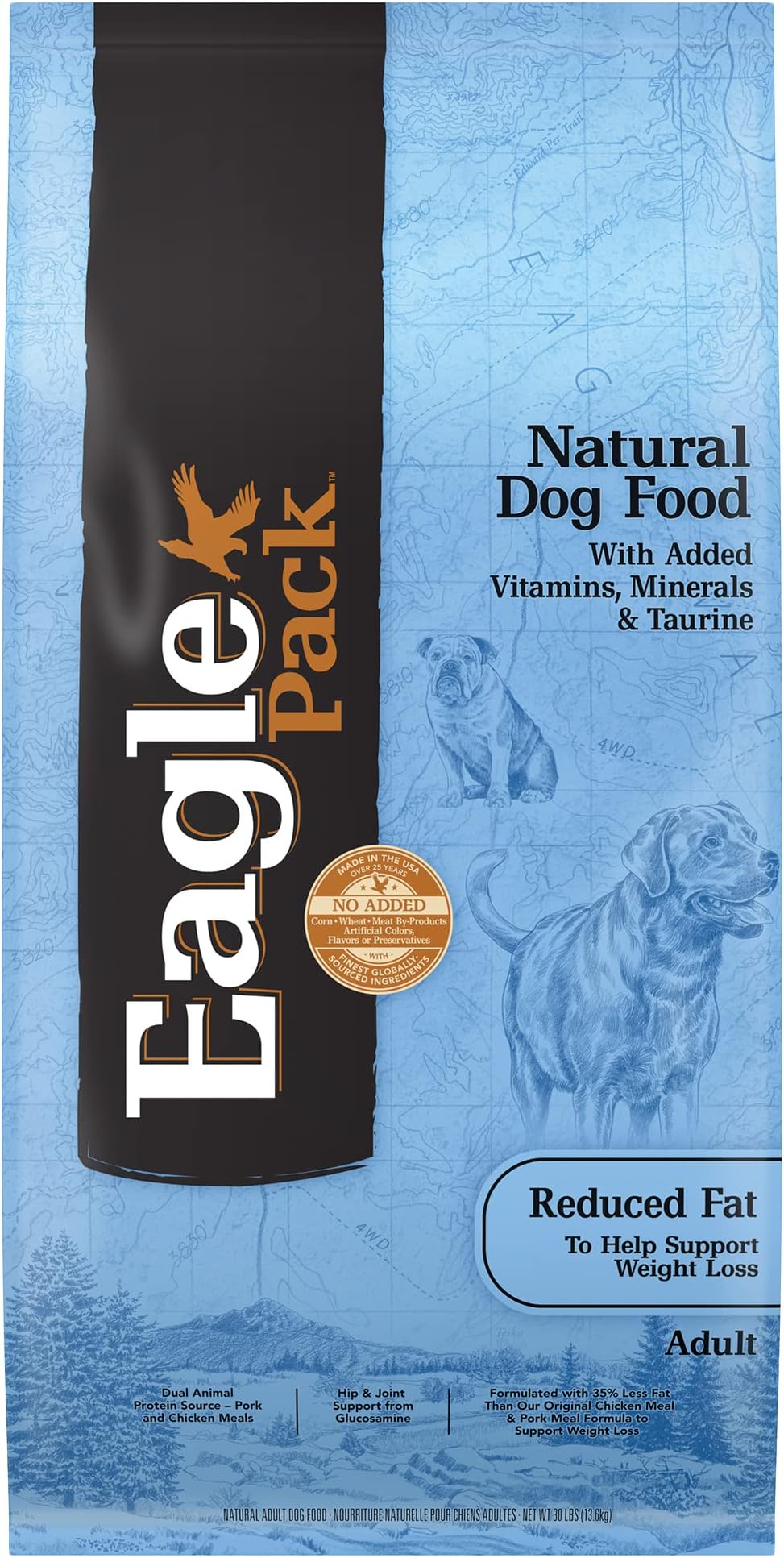 Eagle Pack Natural Dry Reduced Fat Dog Food, Pork & Chicken, 30-Pound Bag