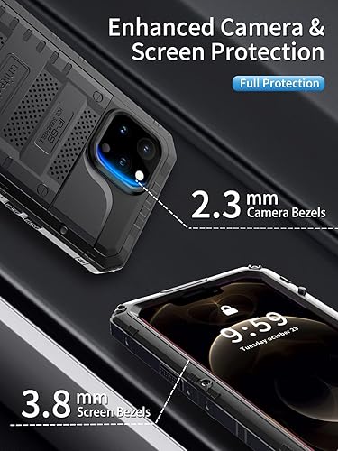 Miniatura 5 de Unitedtime - Funda impermeable para iPhone 12 Pro con protector de pantalla integrado, cuerpo completo, silicona dura, grado militar, a prueba de