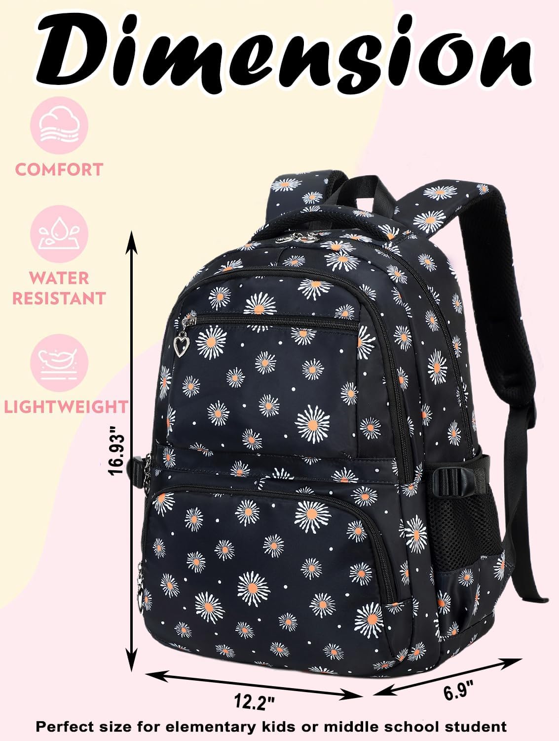 Joyfulife 2pcs Daisy Backpack Lunch Box