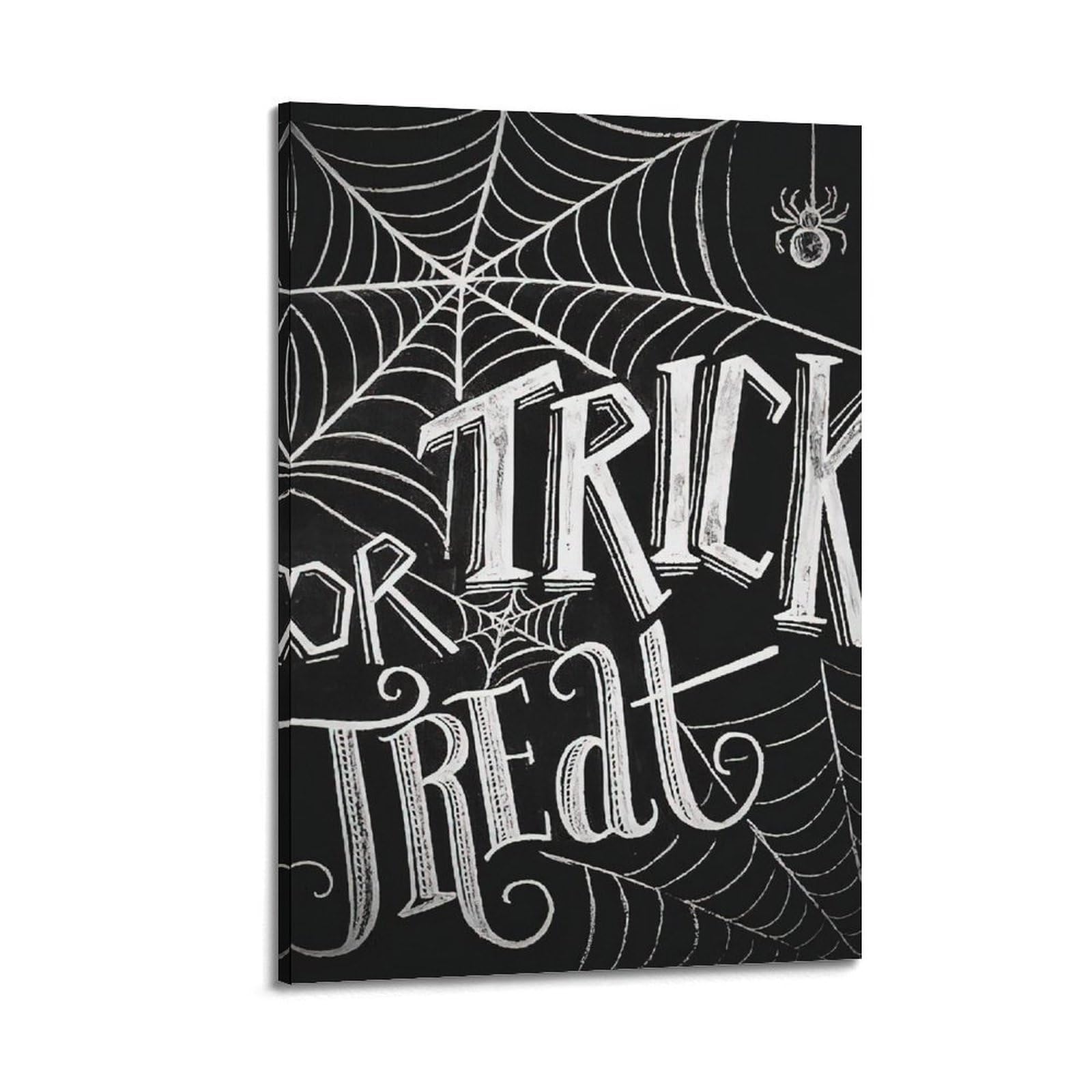 Poster su tela con stampa moderna per la casa, decorazione per Halloween, con scritta "Trick or Treat Words With Spider Web, Have Strong Festival", 40 x 60 cm, con cornice