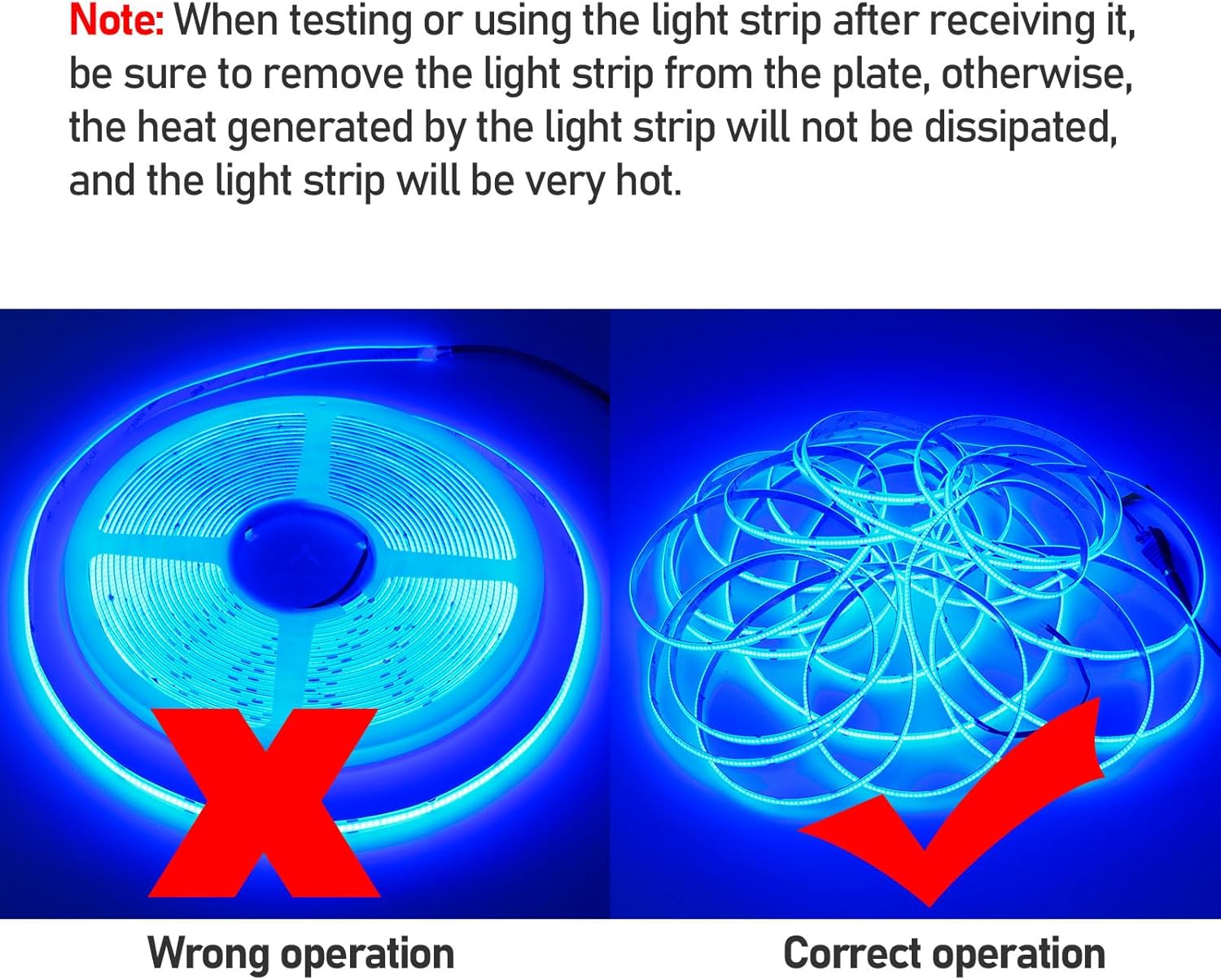 GOMING 32.8ft(10M) DC 24V Blue COB LED Strip Light IP65 Waterproof 3840LEDs Uniform Glow Dotless Flexible LED Tape Lights for DIY Garden Backyard Hallways Stairs Decoration(No Power Supply)