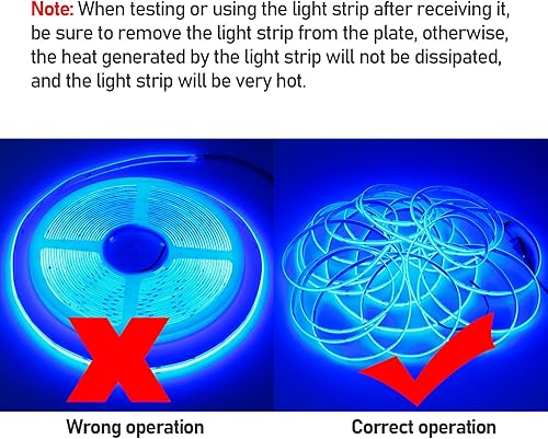 Miniatura 4 de Tira de luz LED COB azul de 32.8 pies (32.8 ft) DC 24 V, IP65, impermeable, 3840 LED, brillo uniforme, sin puntos, cinta de luces LED flexibles para