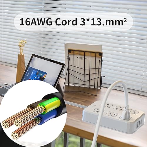 Miniatura 2 de Regleta de alimentación para exteriores resistente a la intemperie, cable de extensión para exteriores de 6 pies, 6 salidas con protección de