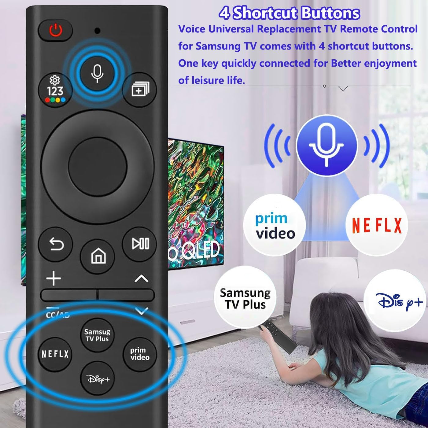 NEW for Samsung TV Voice Replacement Remote, Remote Control for All Samsung TV Curved Frame UHD QLED LED 4K 8K Smart TVs, with Voice Function image 5
