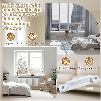 Yaocom 8 Pcs Window Sash Lift Deluxe Sash Lifter, 3-5/16, Window Handle Die-cast Zinc Construction for Compression Resistance, Screws Not Included (White)