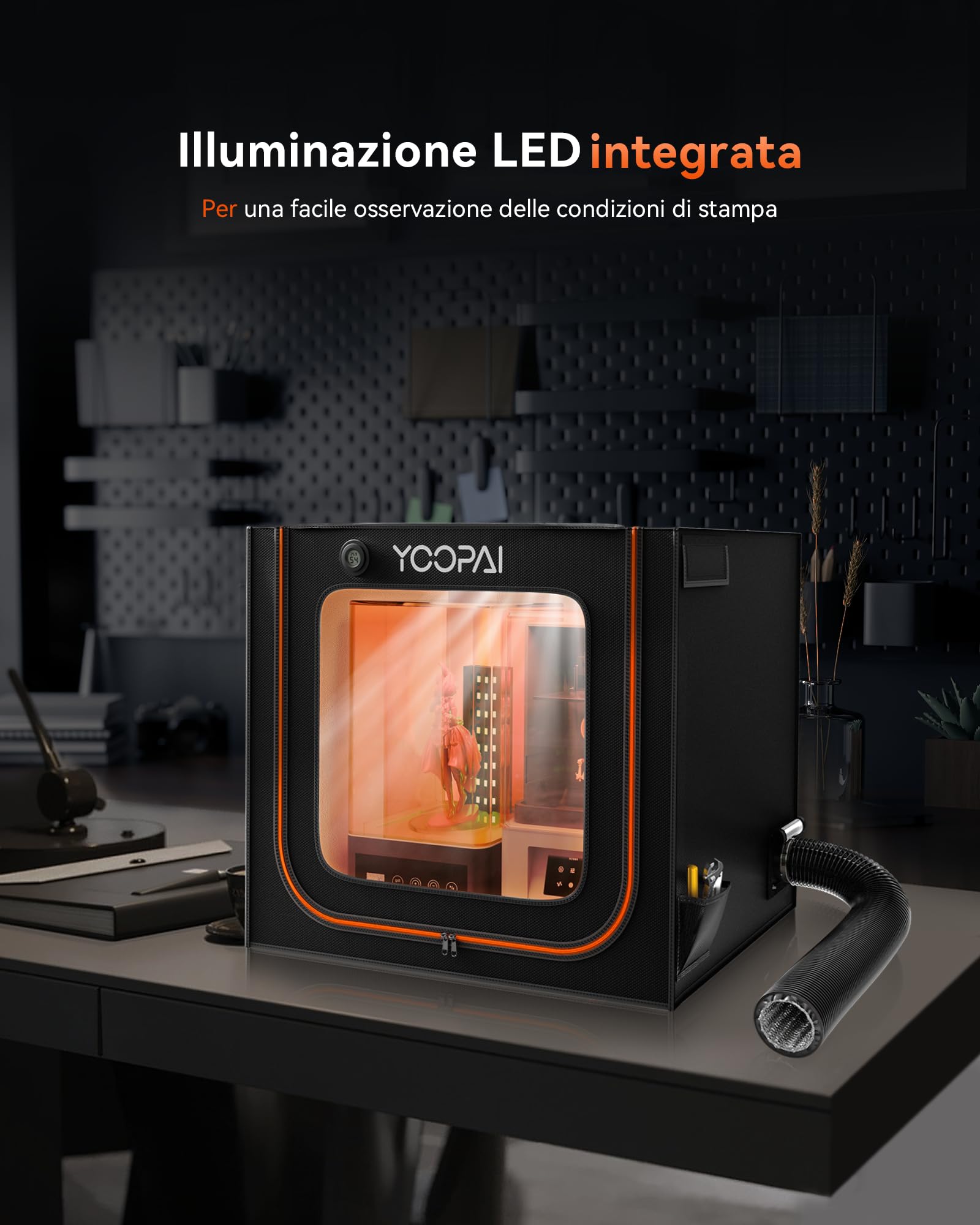YOOPAI Involucro 3D Doppio Scomparto Ventilato - Per 2 Stampanti Resina o Stampante + Cura UV, Antipolvere, Eliminazione Odori, Compatibile Anycubic/Elegoo/Creality (80x55x73cm)