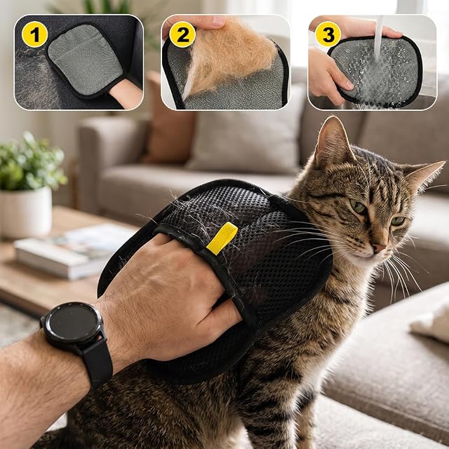Foto 6 de 8 de 2 Uds Guantes Quitapelos para Mascota, Guante Removedor Pelo de Doble Cara
