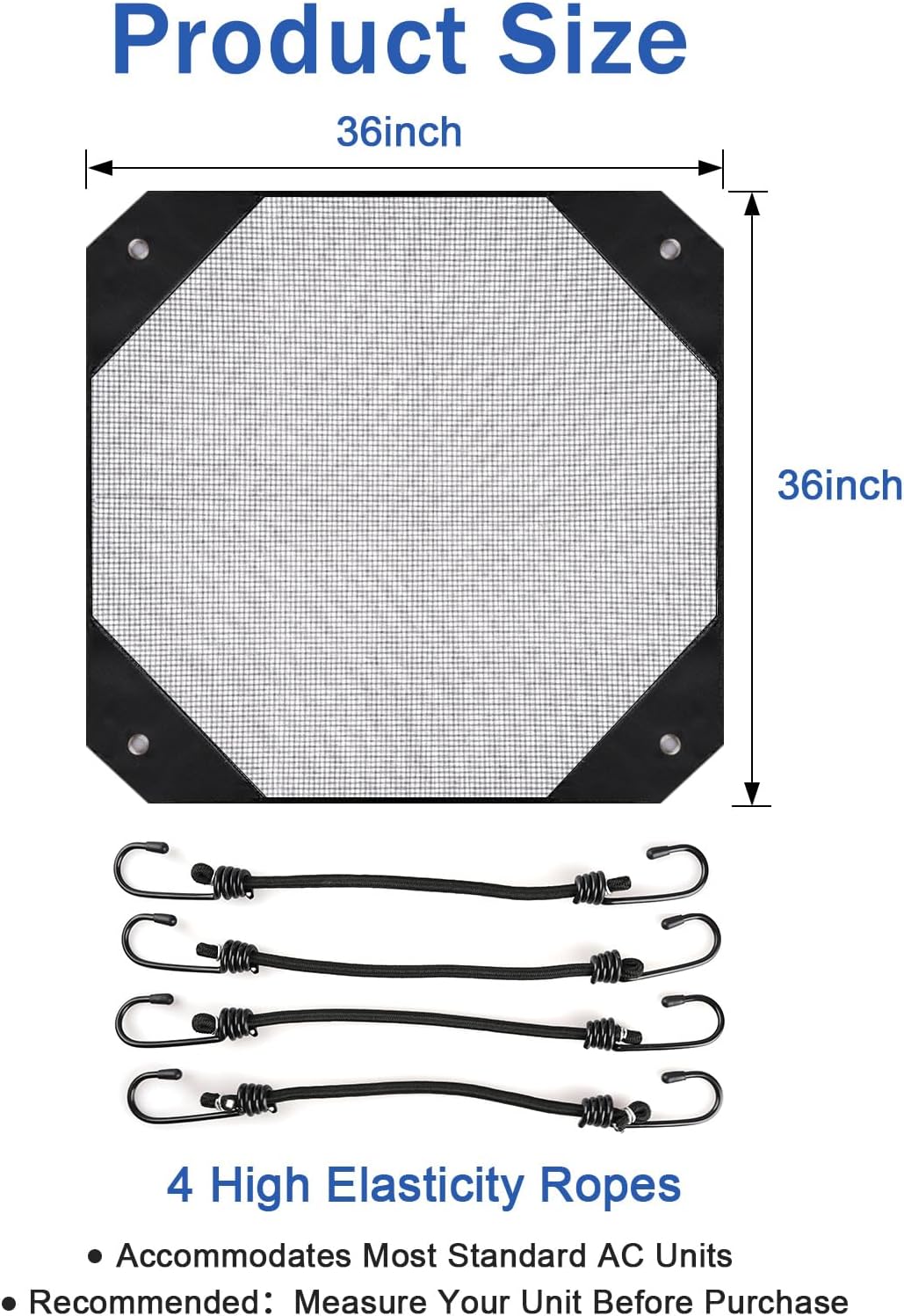 36"x36" Air Conditioner Covers for Outside, Premium Breathable Mesh with Elastic Hem, All-Season Air Conditioner Cover for AC Condenser & Compressor Units - Top Universal Defender