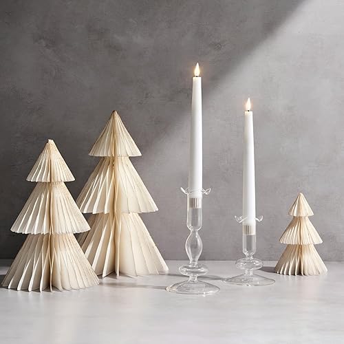 Miniatura 7 de LampLust Portavelas cónicos, juego de 2 portavelas transparentes, portavelas de vidrio de 4.5 y 6.5 pulgadas, se adapta a velas cónicas estándar,