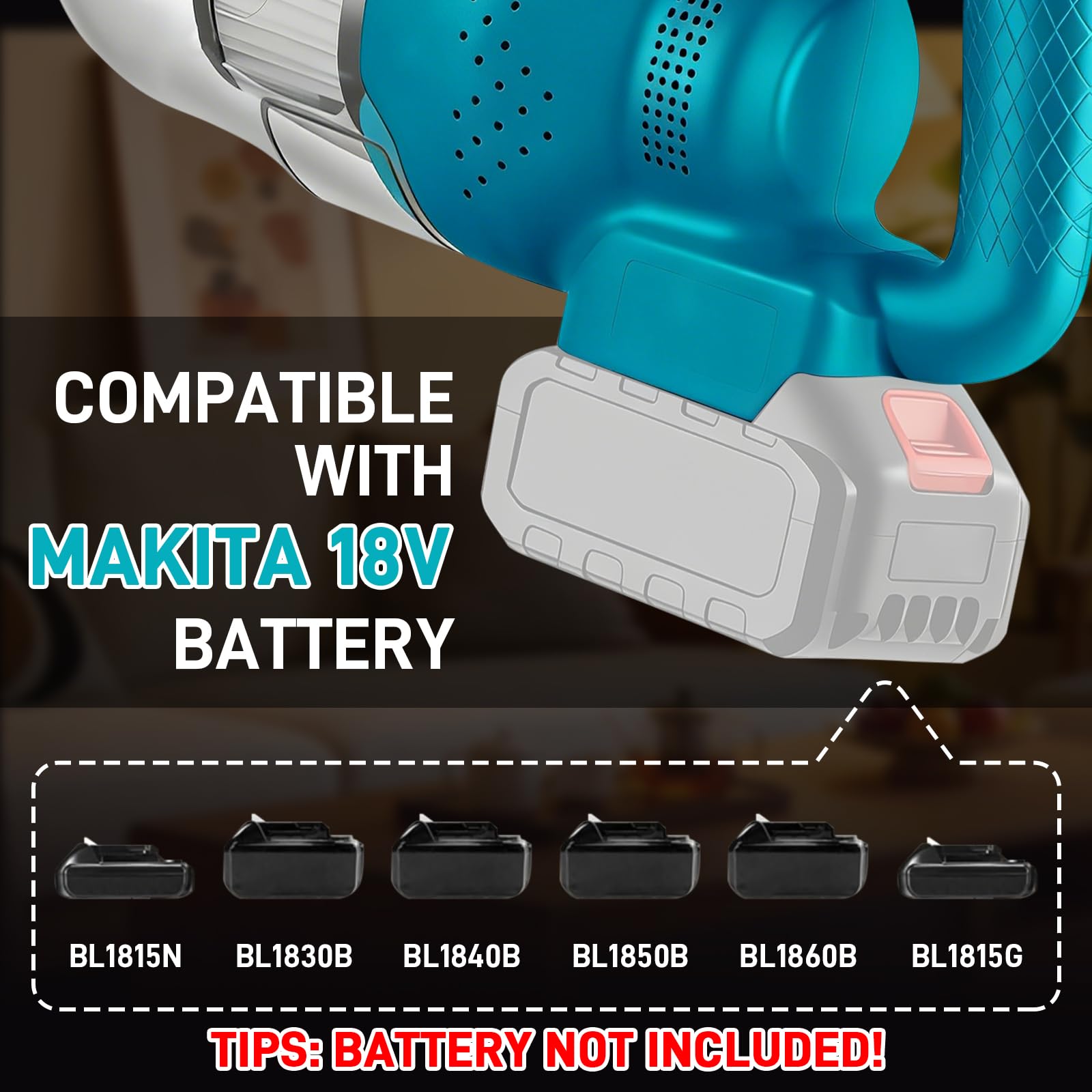 Aspirapolvere manuale a batteria per Makita 18 V, 16000 Pa con grande contenitore per la polvere da 0,7 l, aspirapolvere portatile 5 in 1 per peli di animali domestici, tappeti/pavimenti duri/auto