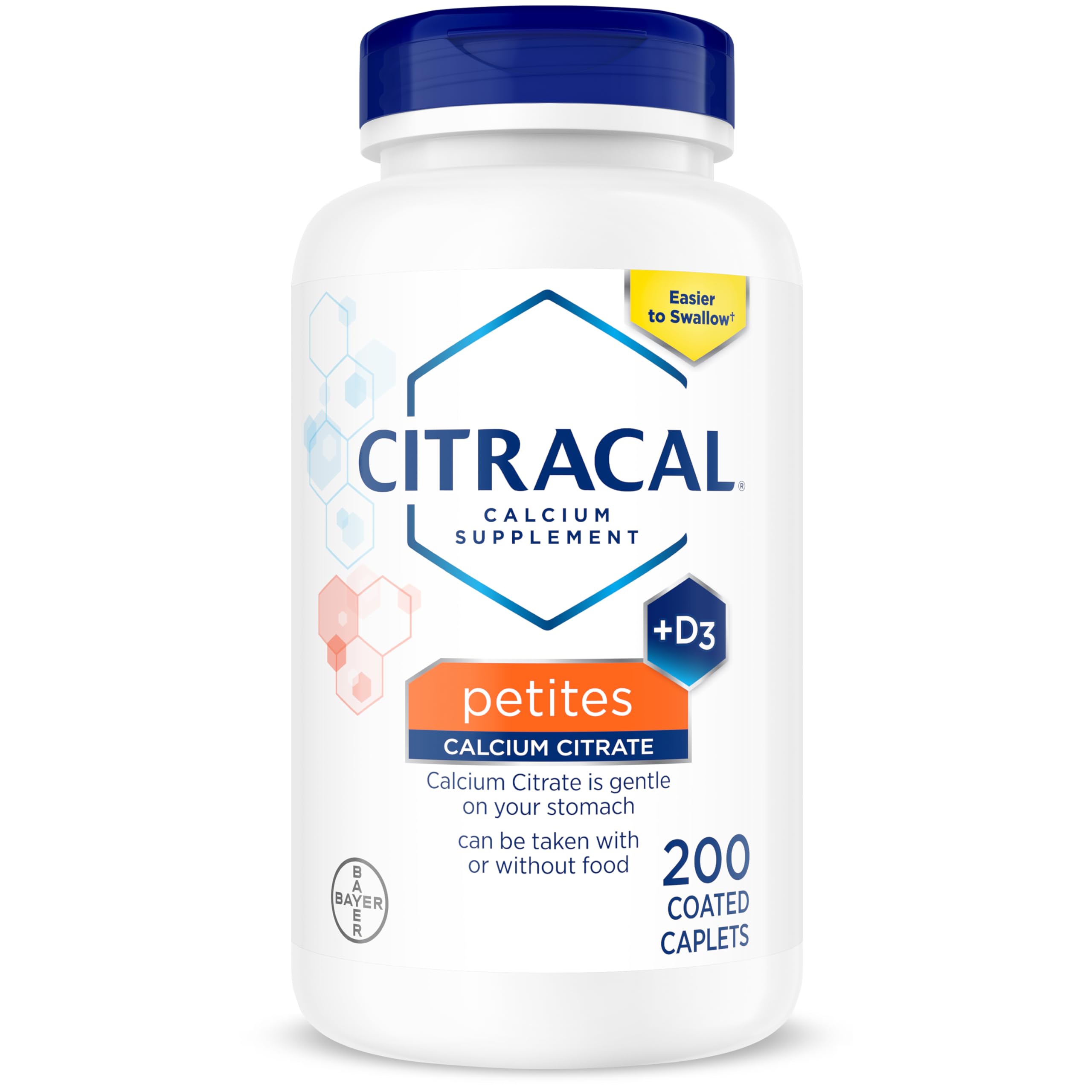 Citracal Petites, 400 mg Calcium Citrate, Easily Absorbed and Highly Soluble with 12.5 mcg (500 IU) Vitamin D3, Smaller and Easier to Swallow Caplets, 200 Count