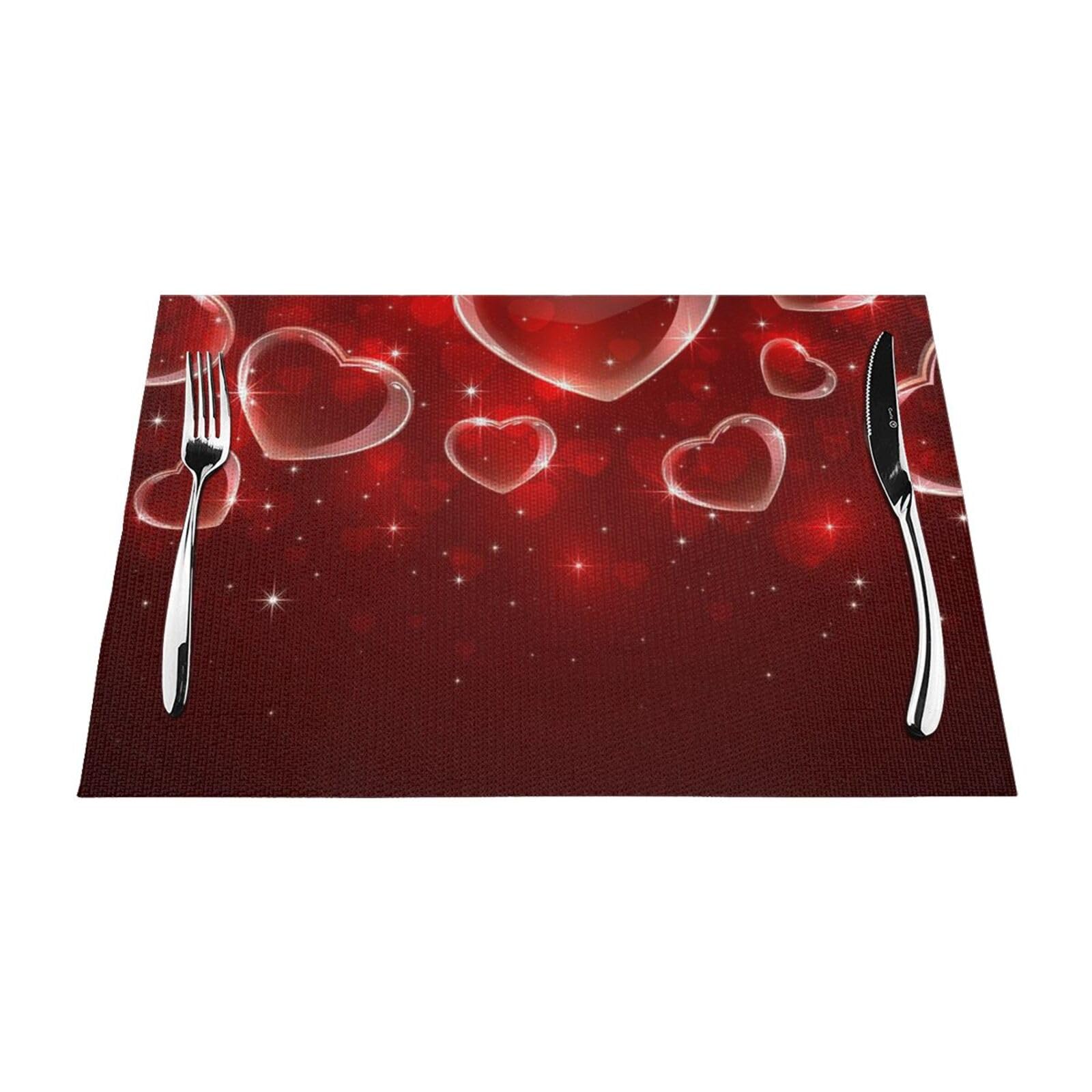 Set de table en PVC tissé rouge 45x30 cm lavable et antidérapant pour cuisine
