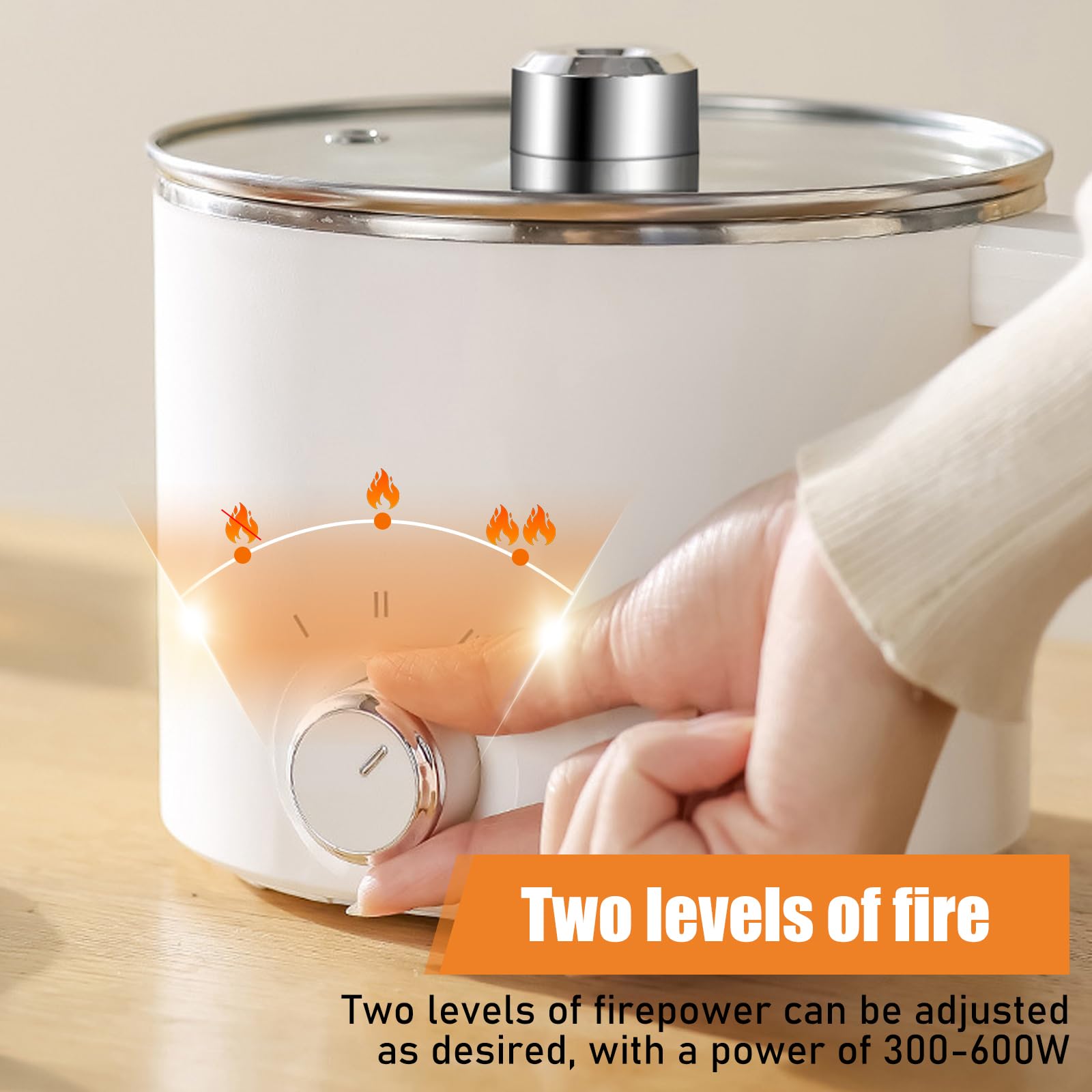 Derretidor de cera de una pieza, olla eléctrica pequeña, 1,7 l, 300 W/600 W, olla eléctrica para sopa, pasta, avena, albóndigas, con doble barra