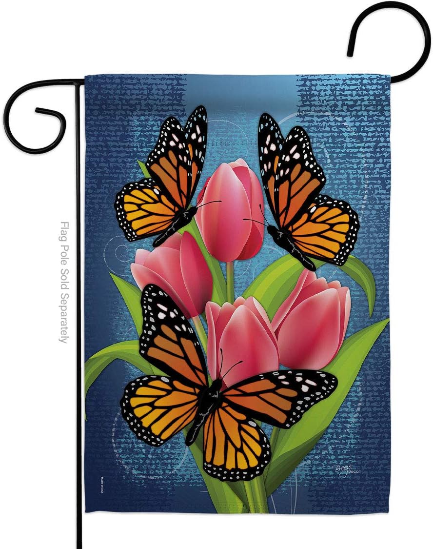 Breeze Decor BG-G-104078-IP Monarch Butterflies Decorative Vertical House Flag, 13"x 18.5", Multicolor