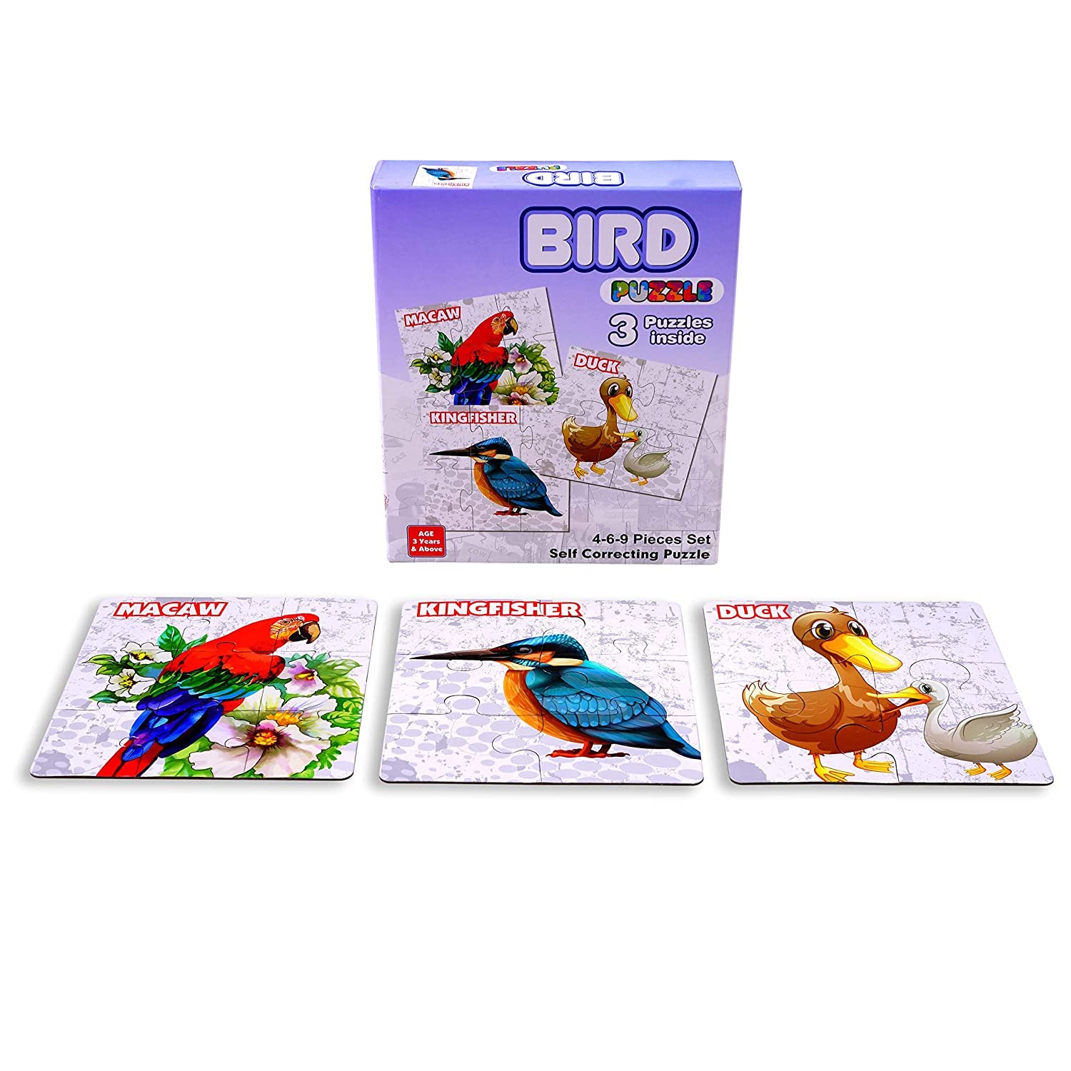 Toyster Jigsaw Puzzles for Kids - Birds Puzzles for Kids Age 3 Years and Above - 03 Puzzles Designs - 04-06-09Pcs Set - Self Correcting Puzzle Game for Kids - Brain Development Puzzles