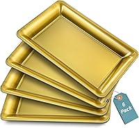 Vista 17 de Bandeja de Servir de Plástico Transparente (Paquete de 4) Bandejas y Platos Desechables Transparentes con Borde Dorado para Servir Alimentos