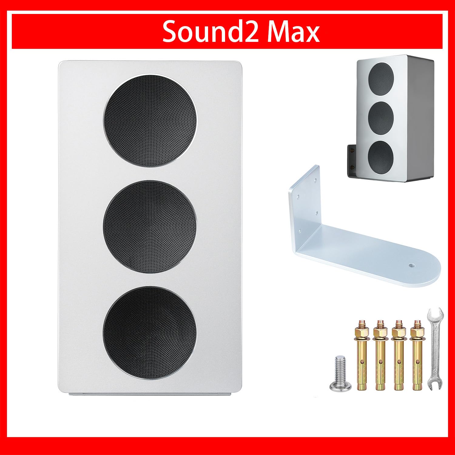 Supporto da parete compatibile con Xiaomi Sound 2 Max, supporto in metallo, accessori (nero), 2 pezzi
