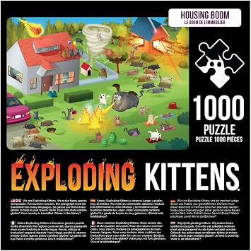 Housing Boom Jigsaw Puzzle by Exploding Kittens - 1000 Pieces Jigsaw Puzzle for Adults, Teens, and Kids - Cat Puzzle, Funny Puzzle, Art Puzzle