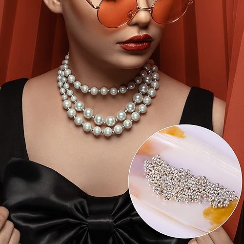 Miniatura 5 de SAVITA 1400 cuentas redondas de metal pequeñas de 0.079 pulgadas (0.079 in), cuentas redondas chapadas en metal para joyería, pulseras, collares,