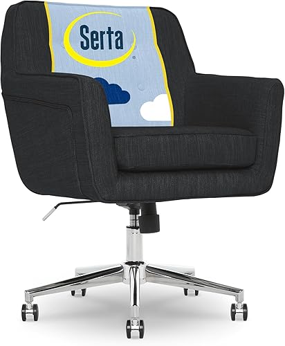 Serta Ashland - Silla ergonómica para oficina en casa con amortiguación de espuma viscoelástica, base de acero inoxidable con acabado cromado,