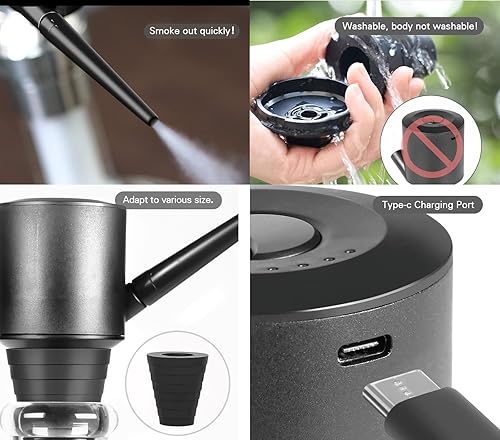 Miniatura 3 de Kit de vacío eléctrico de arranque de cachimba, mini bomba sopladora de humo portátil con puntas desmontables y batería recargable USB C