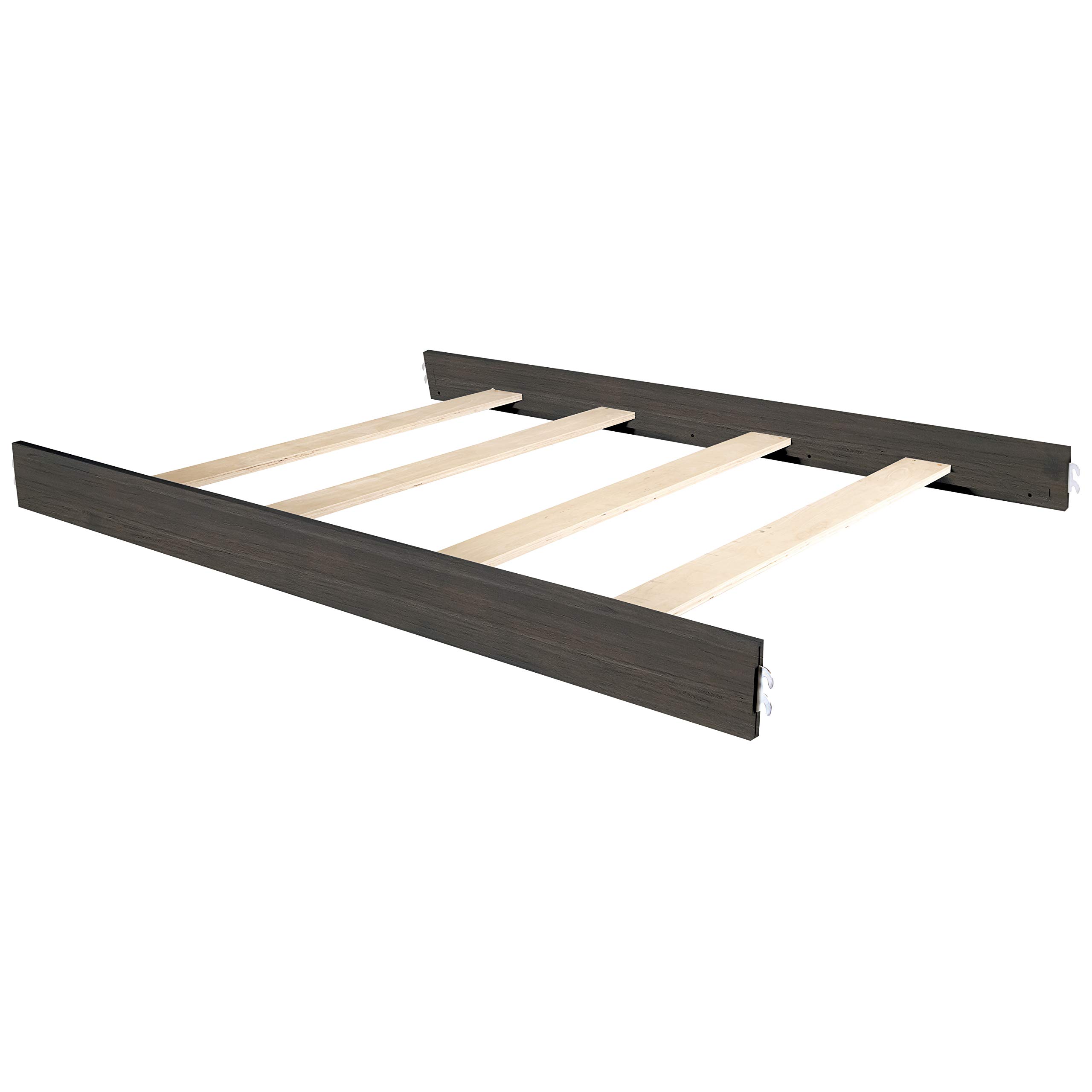 Evolur Signature Amsterdam Convertible Crib Wooden Full Size Bed Rail in Smokey Brushed Grey
