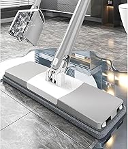 SANSHAM Flat Floor Cleaning Mop with Stainless-Steel and 1 Extra Pad & Easy to Use Floor Cleaning Mop | Office | Hotels | | Home | Hospitals (Grey)